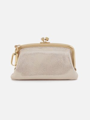 Cheer Frame Pouch In Metallic Leather - Sand Shimmer