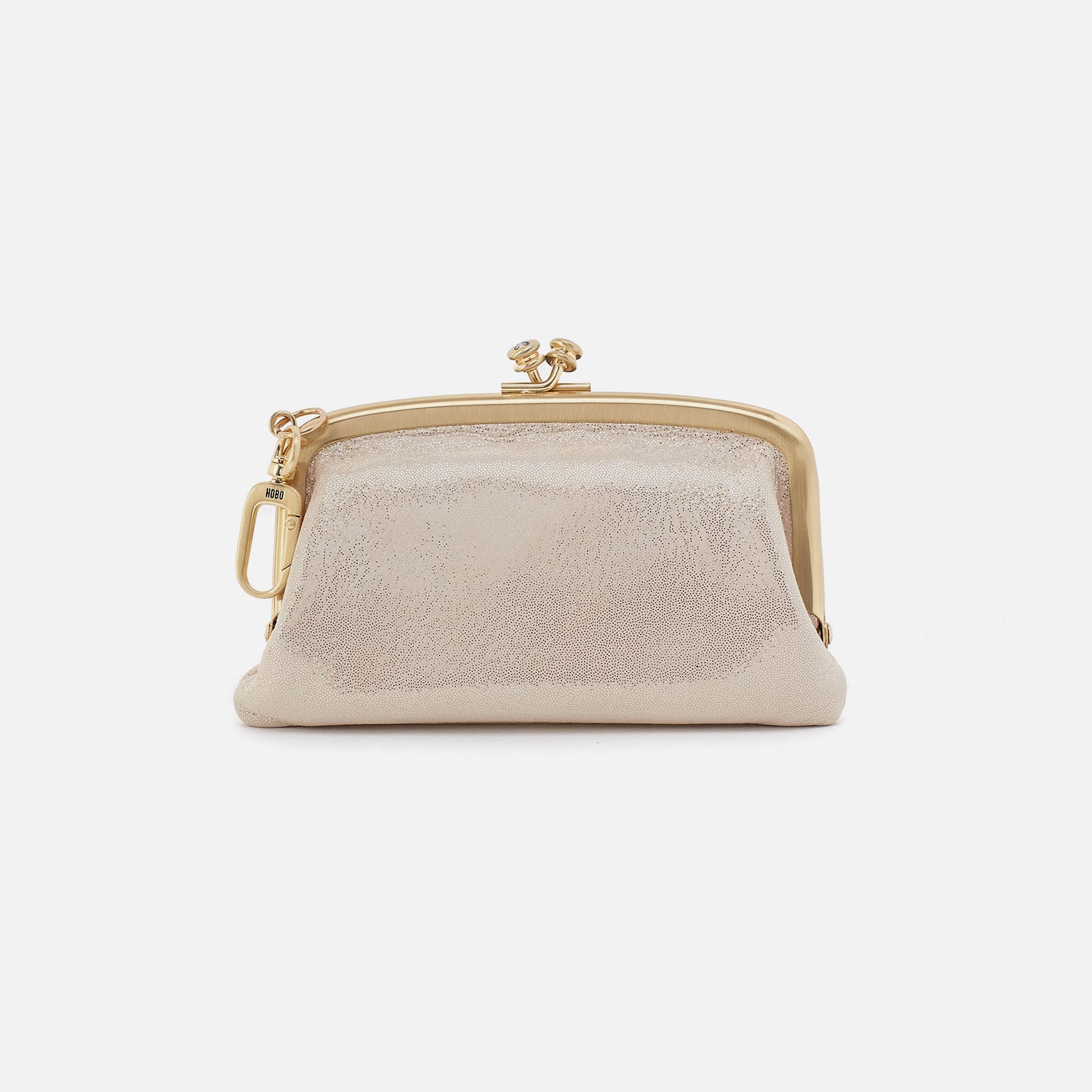 Cheer Frame Pouch In Metallic Leather - Sand Shimmer