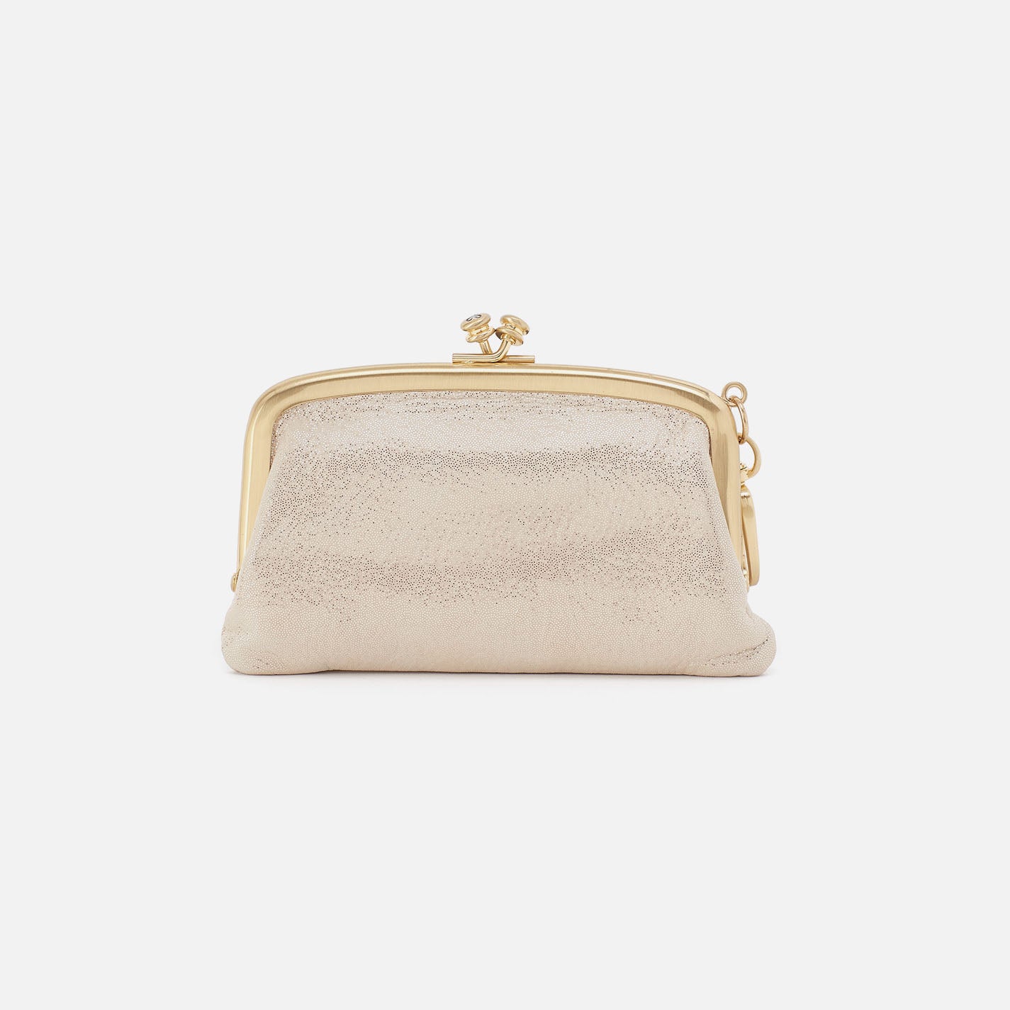 Cheer Frame Pouch In Metallic Leather - Sand Shimmer - Image 3