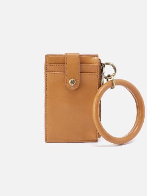 Ring Credit Card Wristlet in Polished Leather - Natural