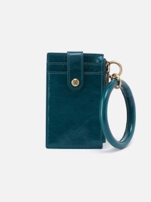Ring Credit Card Wristlet in Polished Leather - Wild Bluegrass