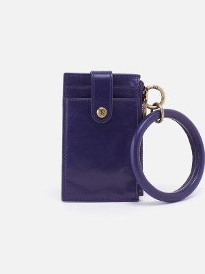 Ring Credit Card Wristlet in Polished Leather - Winter Violet