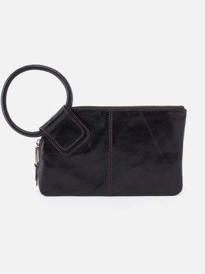 Sable Wristlet in Polished Leather - Black