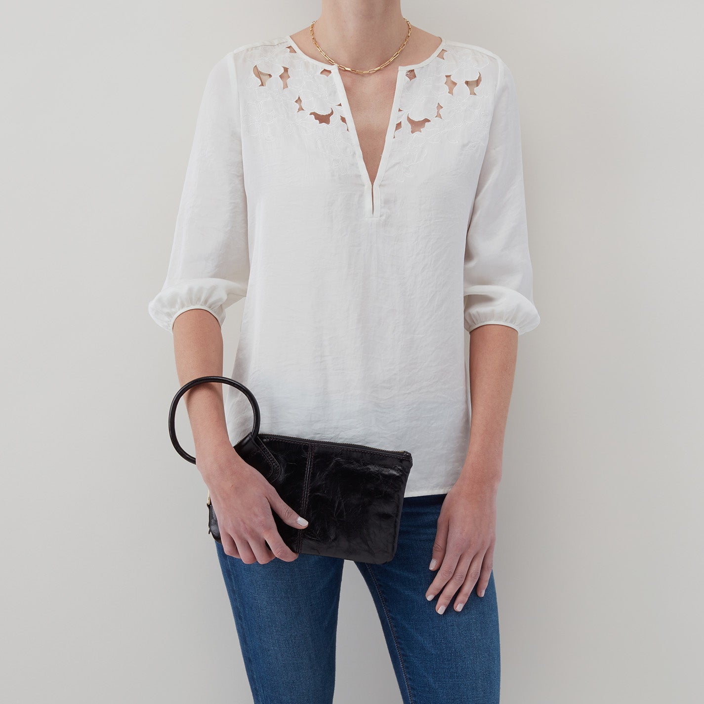 Sable Wristlet in Polished Leather - Black - Image 5