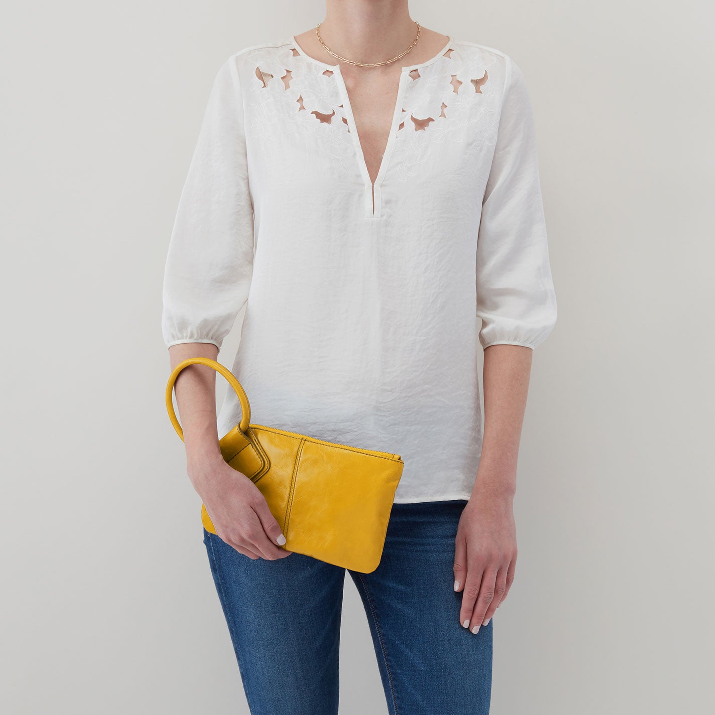 Sable Wristlet In Polished Leather - Sun Glow - Image 3