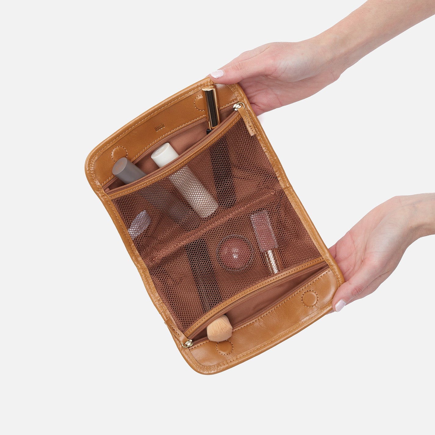 Beauty Cosmetic Pouch in Polished Leather - Natural - Image 2