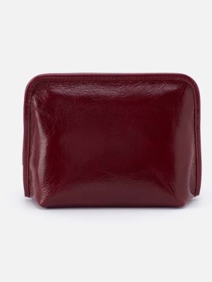 Beauty Cosmetic Pouch in Polished Leather - Saddleberry