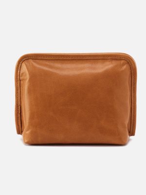Beauty Cosmetic Pouch in Polished Leather - Truffle