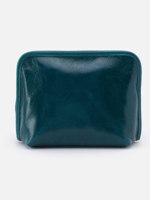 Beauty Cosmetic Pouch in Polished Leather - Wild Bluegrass