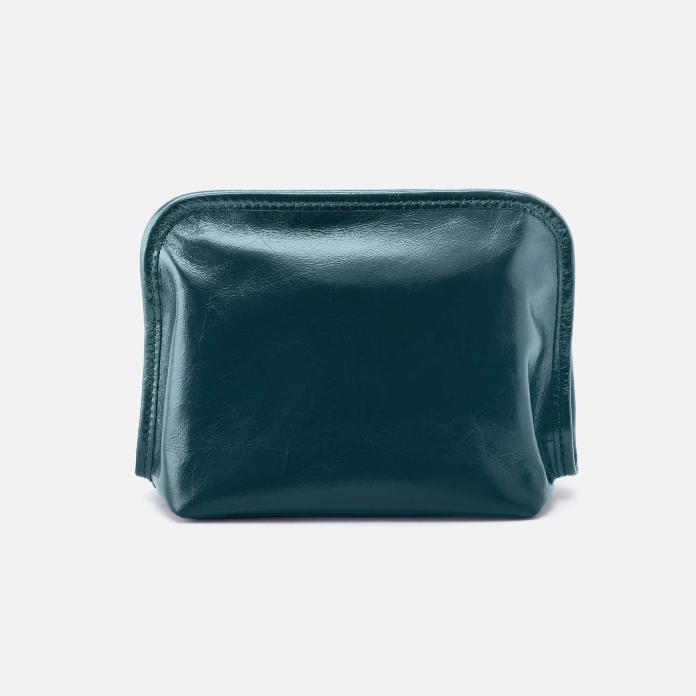 Beauty Cosmetic Pouch in Polished Leather - Wild Bluegrass - Image 3
