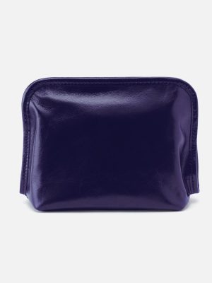 Beauty Cosmetic Pouch in Polished Leather - Winter Violet