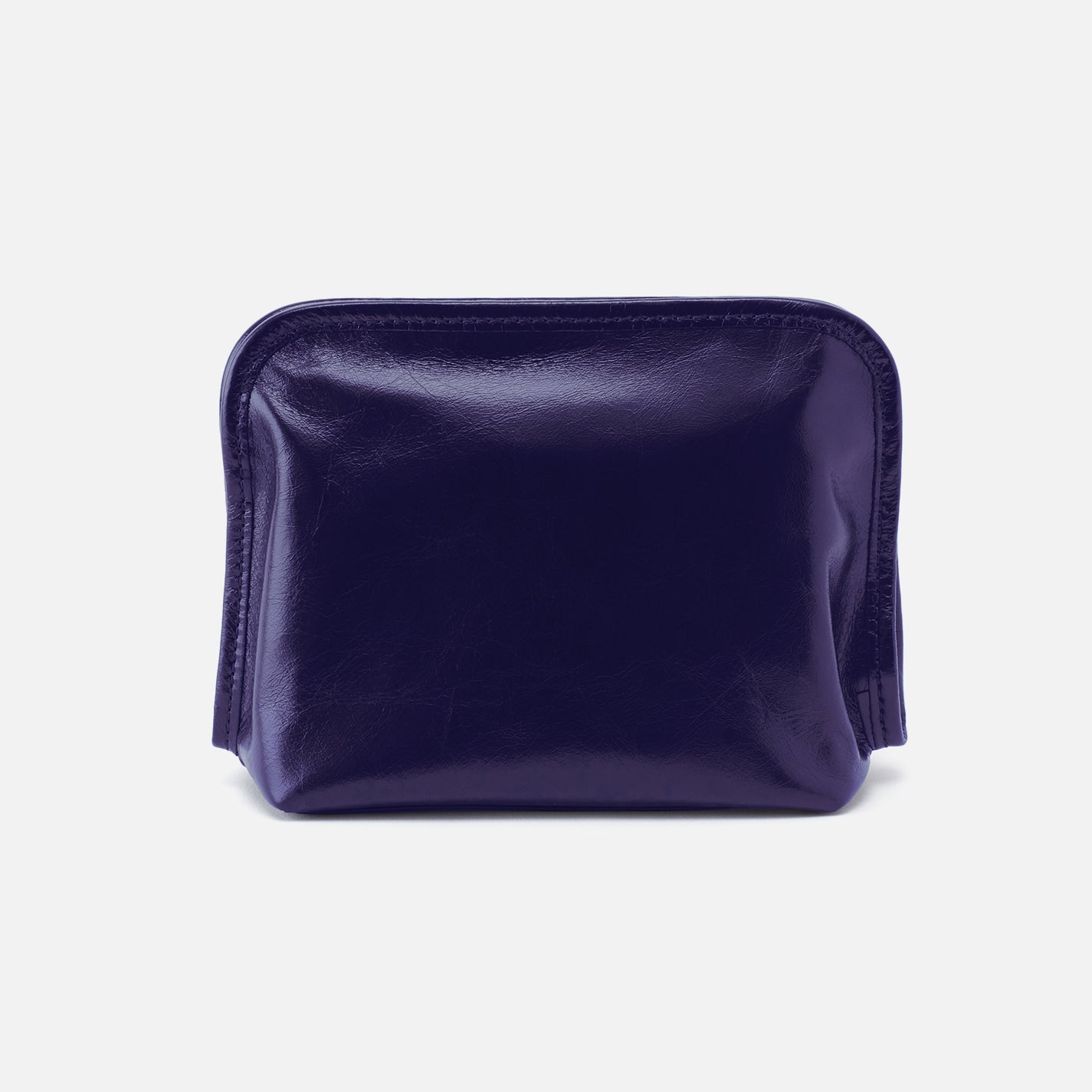 Beauty Cosmetic Pouch in Polished Leather - Winter Violet