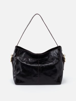 Render Shoulder Bag in Polished Leather - Black