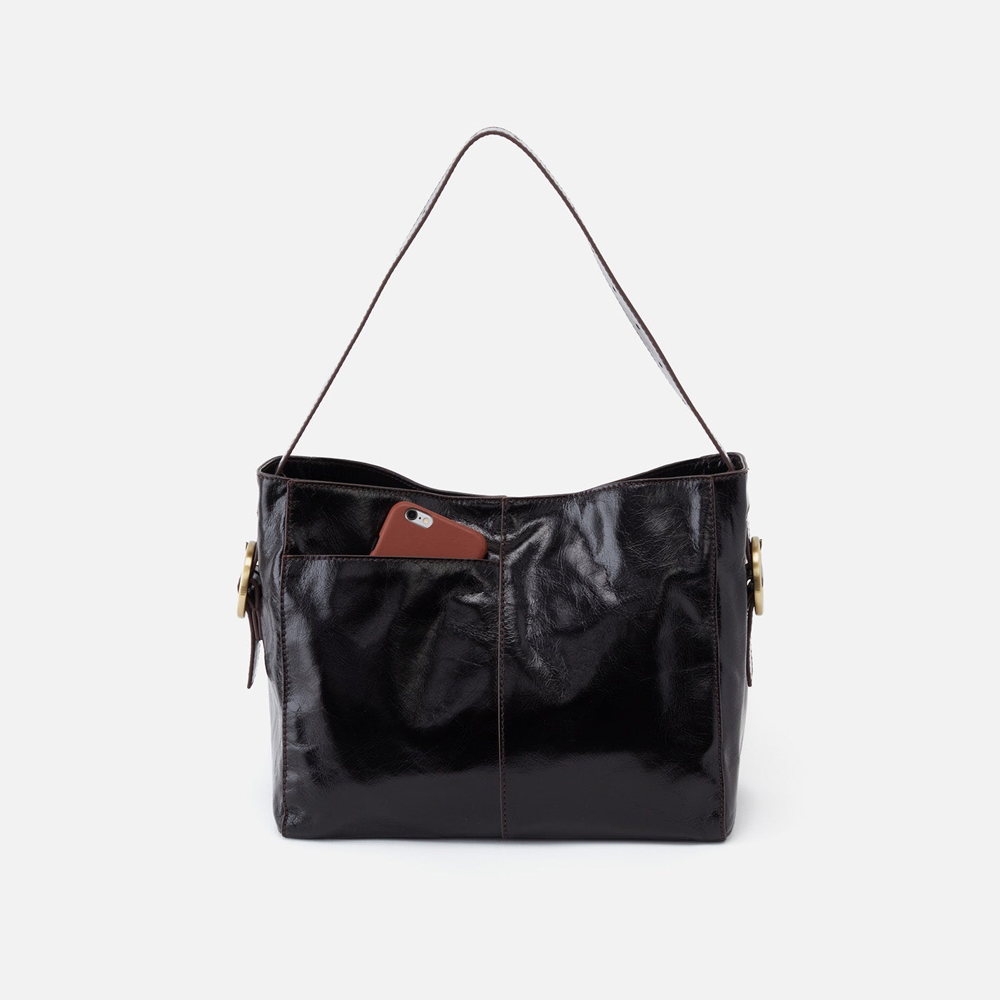 Render Shoulder Bag in Polished Leather - Black - Image 4