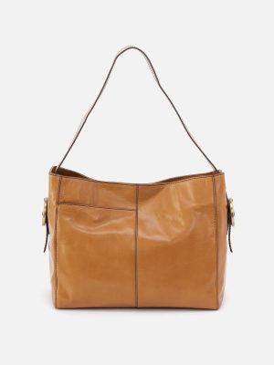 Render Shoulder Bag In Polished Leather - Natural