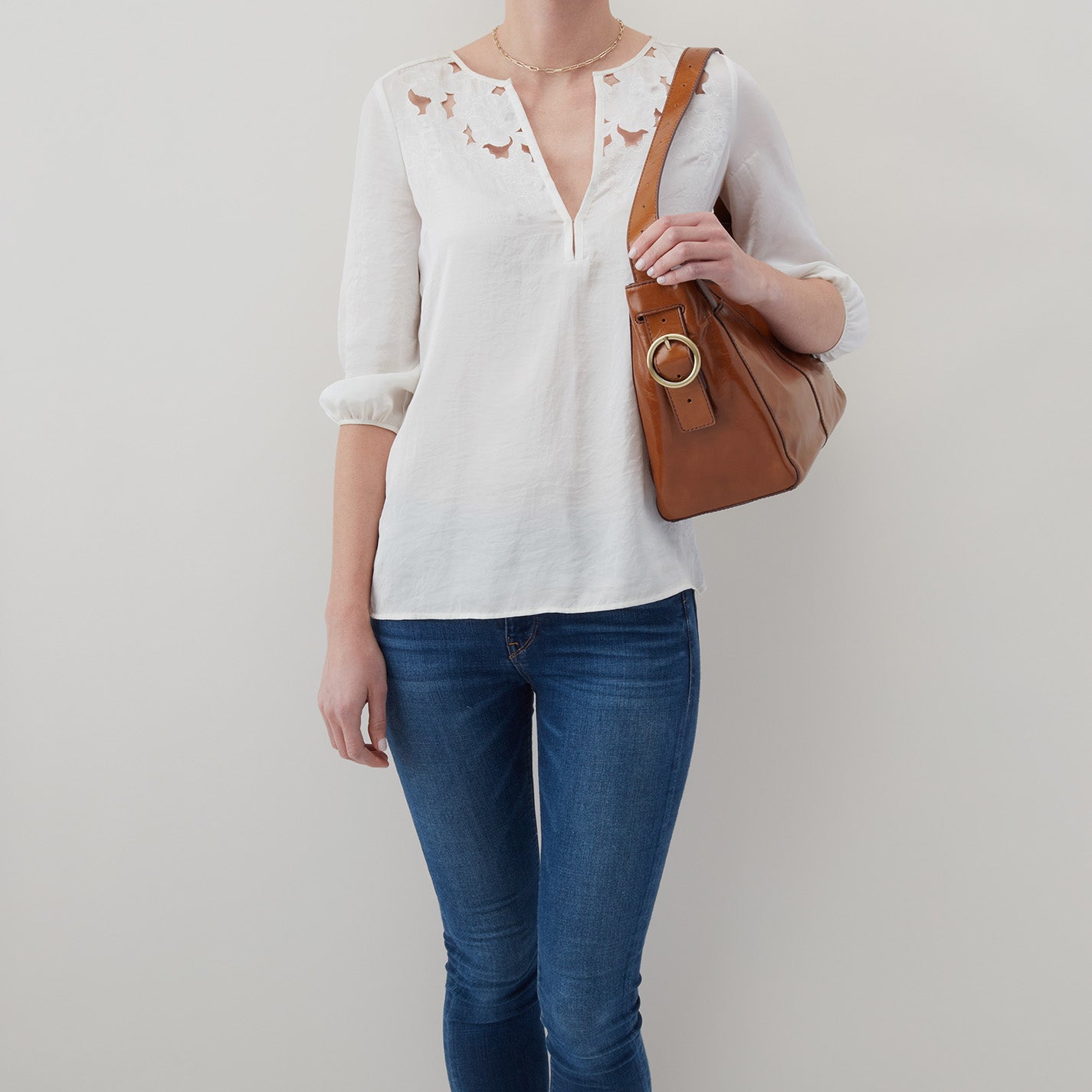 Render Shoulder Bag in Polished Leather - Truffle - Image 2