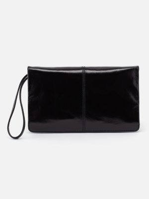 Evolve Wristlet in Polished Leather - Black