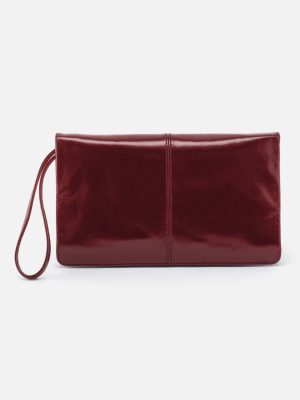 Evolve Wristlet in Polished Leather - Saddleberry