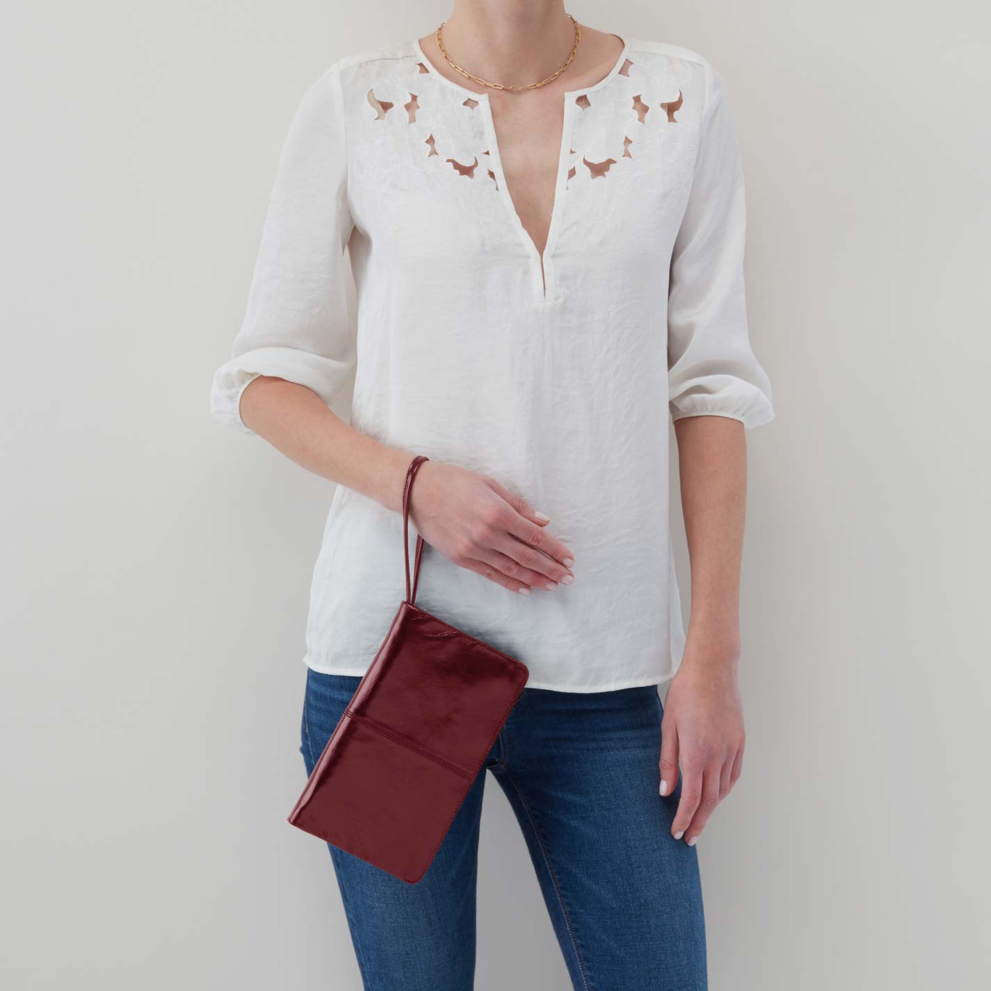 Evolve Wristlet in Polished Leather - Saddleberry - Image 2