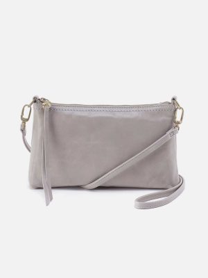 Darcy Crossbody in Polished Leather - Light Grey