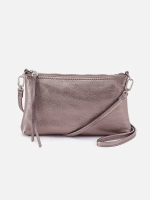 Darcy Crossbody in Metallic Leather - Pewter Spur