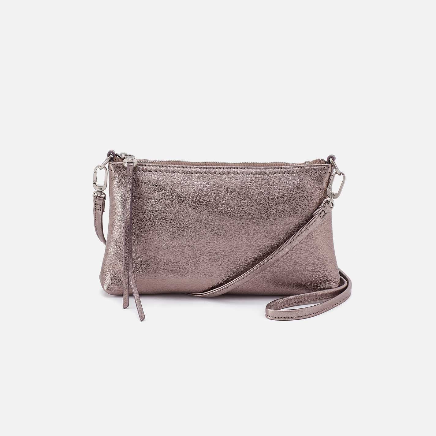 Darcy Crossbody in Metallic Leather - Pewter Spur