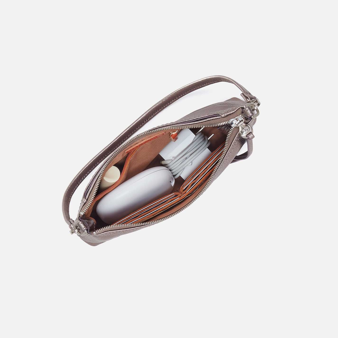 Darcy Crossbody in Metallic Leather - Pewter Spur - Image 4