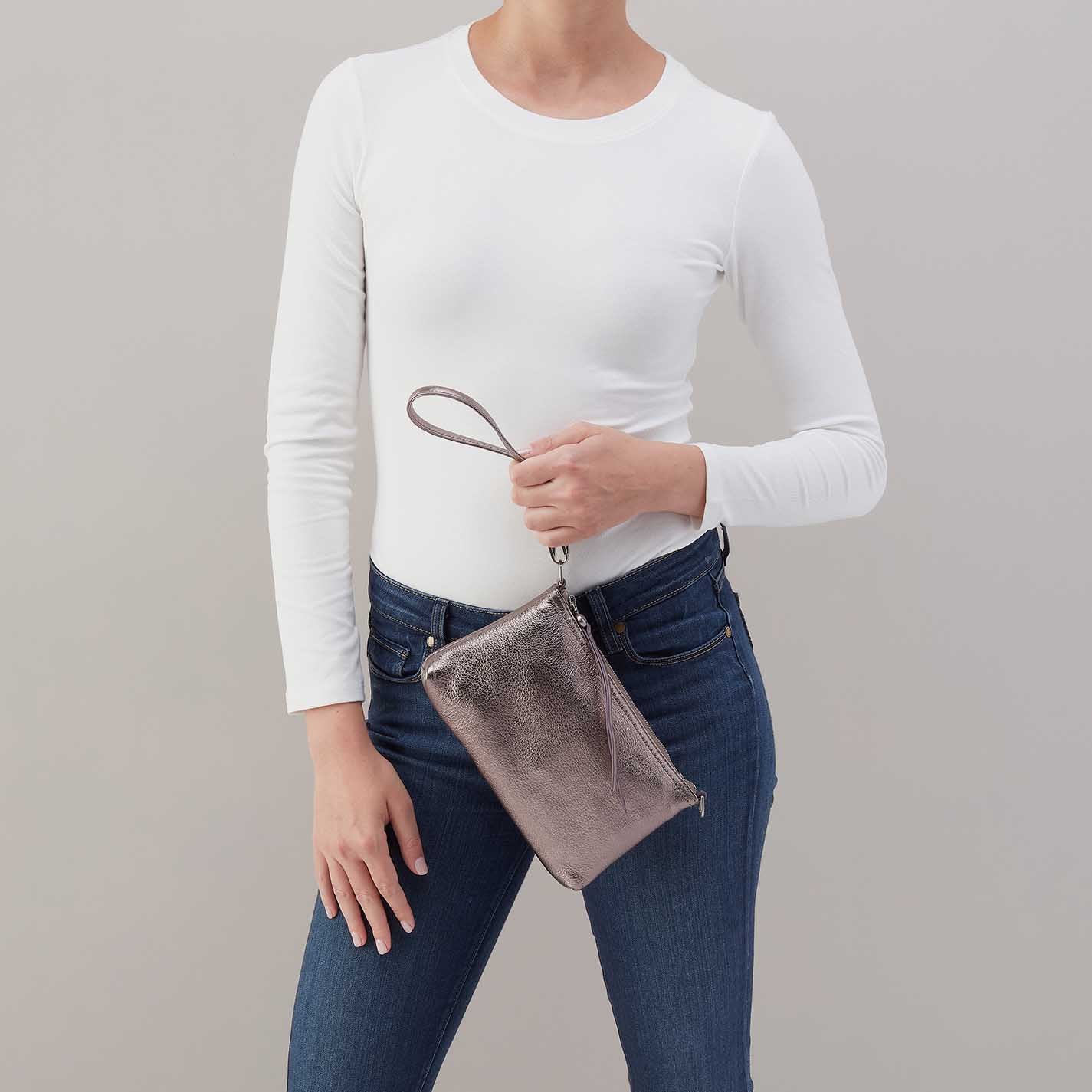 Darcy Crossbody in Metallic Leather - Pewter Spur - Image 6