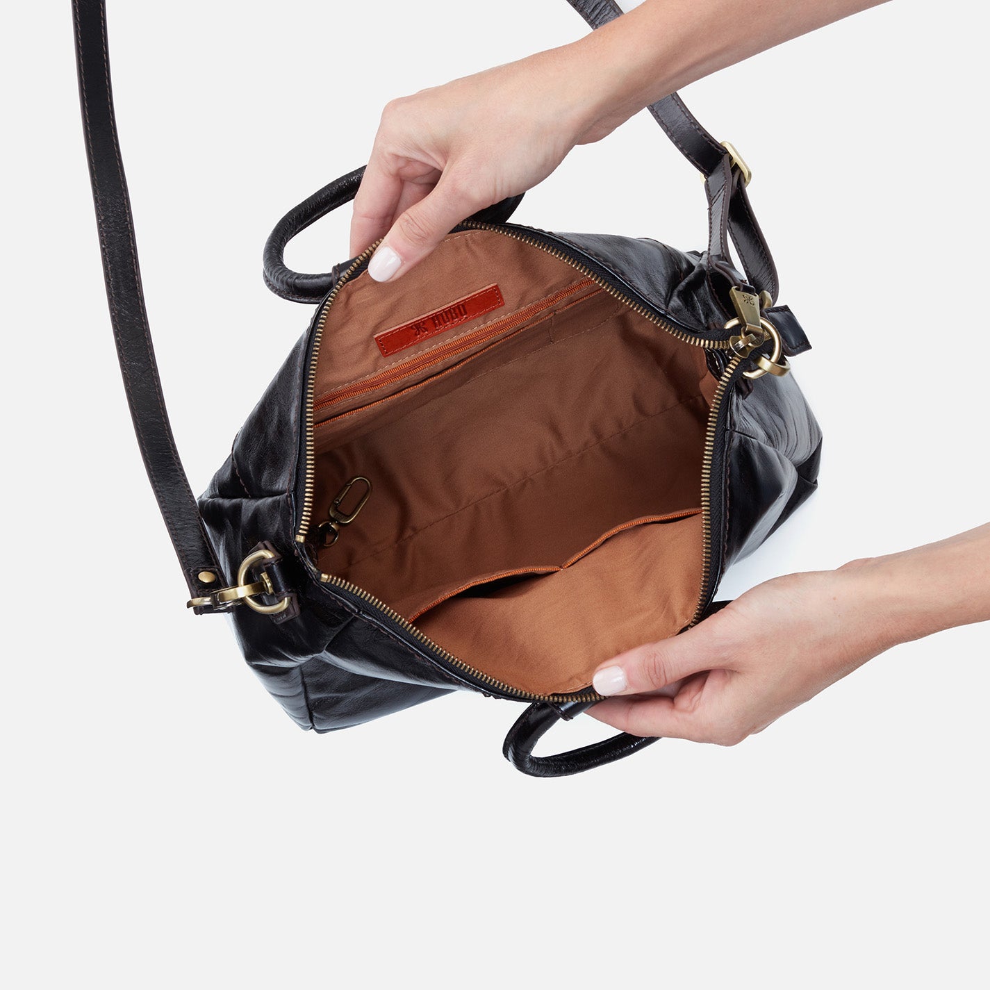 Sheila Medium Satchel in Polished Leather - Black - Image 3