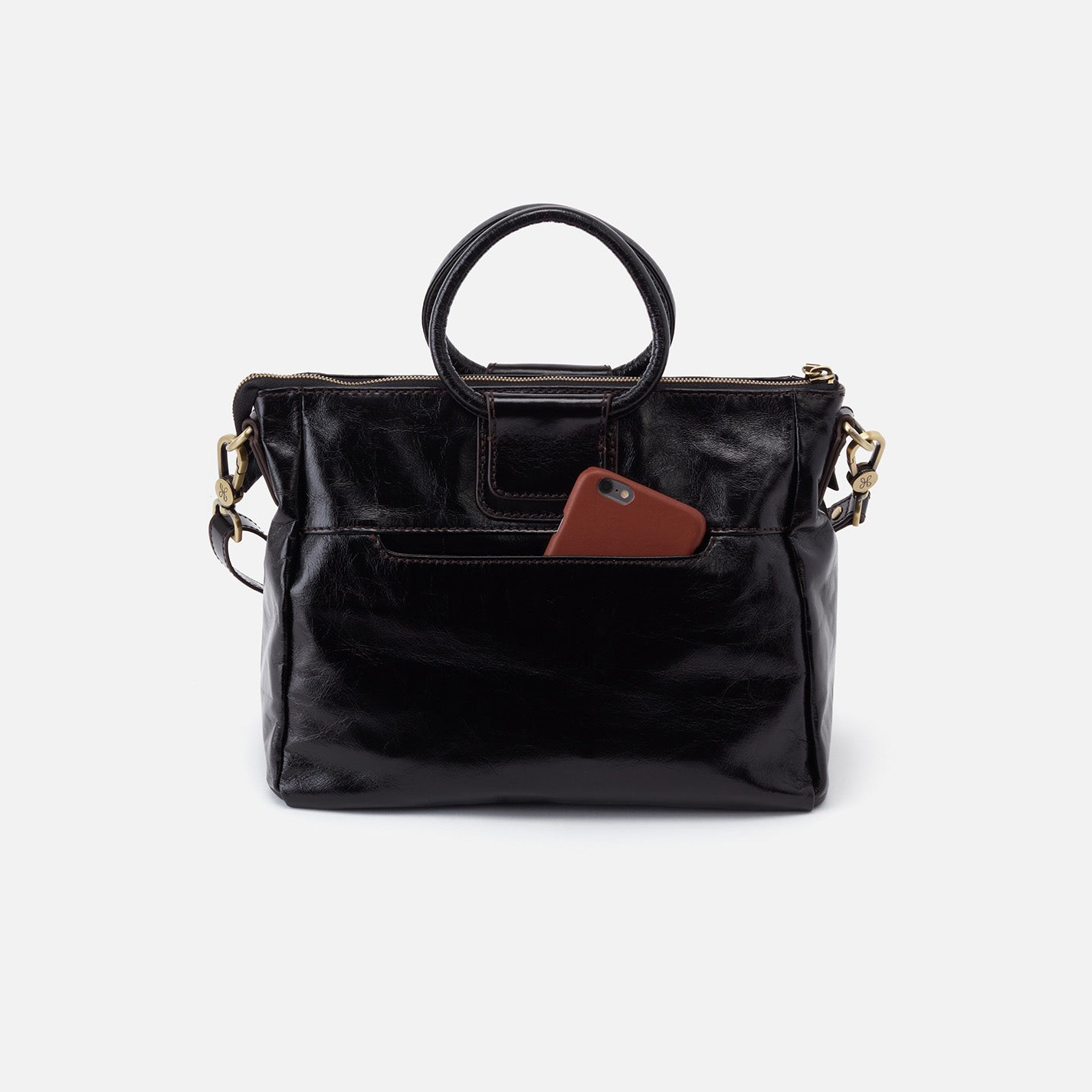 Sheila Medium Satchel in Polished Leather - Black - Image 5