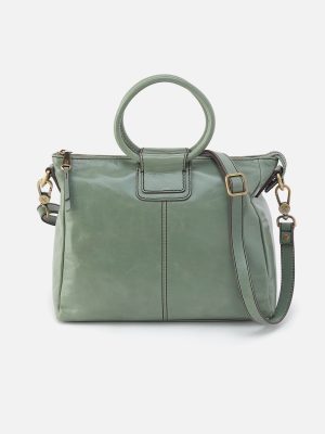 Sheila Medium Satchel In Polished Leather - Jade