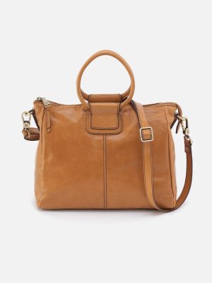 Sheila Medium Satchel in Polished Leather - Natural