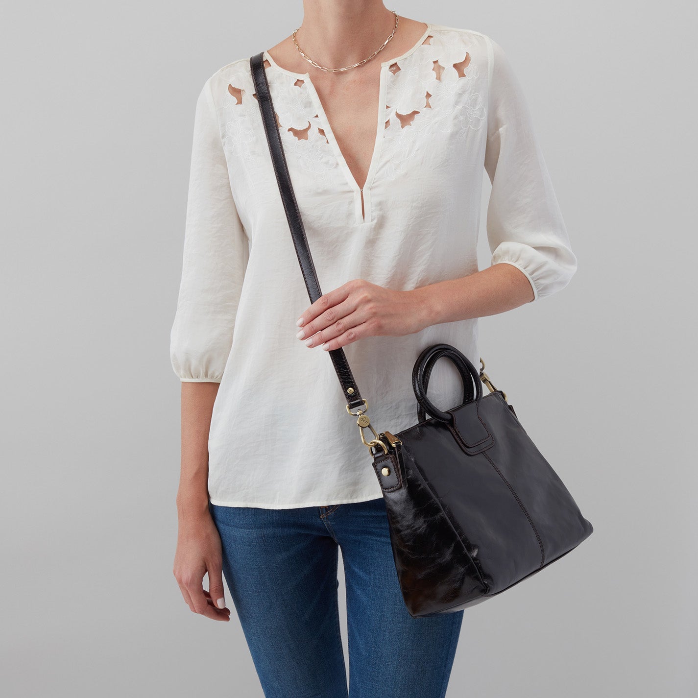 Sheila Medium Satchel in Polished Leather - Natural - Image 2