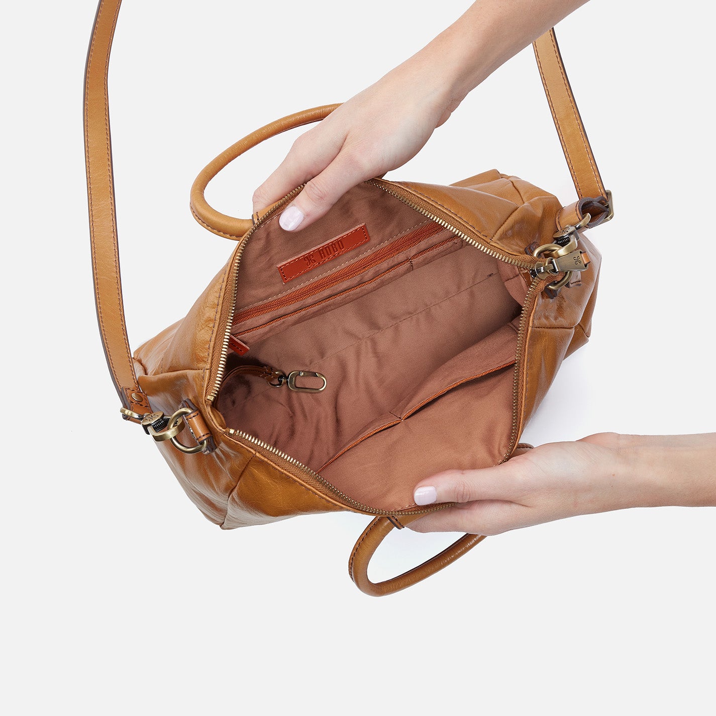 Sheila Medium Satchel in Polished Leather - Natural - Image 3