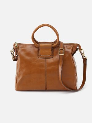 Sheila Medium Satchel in Polished Leather - Truffle