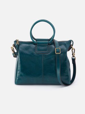 Sheila Medium Satchel in Polished Leather - Wild Bluegrass