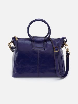 Sheila Medium Satchel in Polished Leather - Winter Violet
