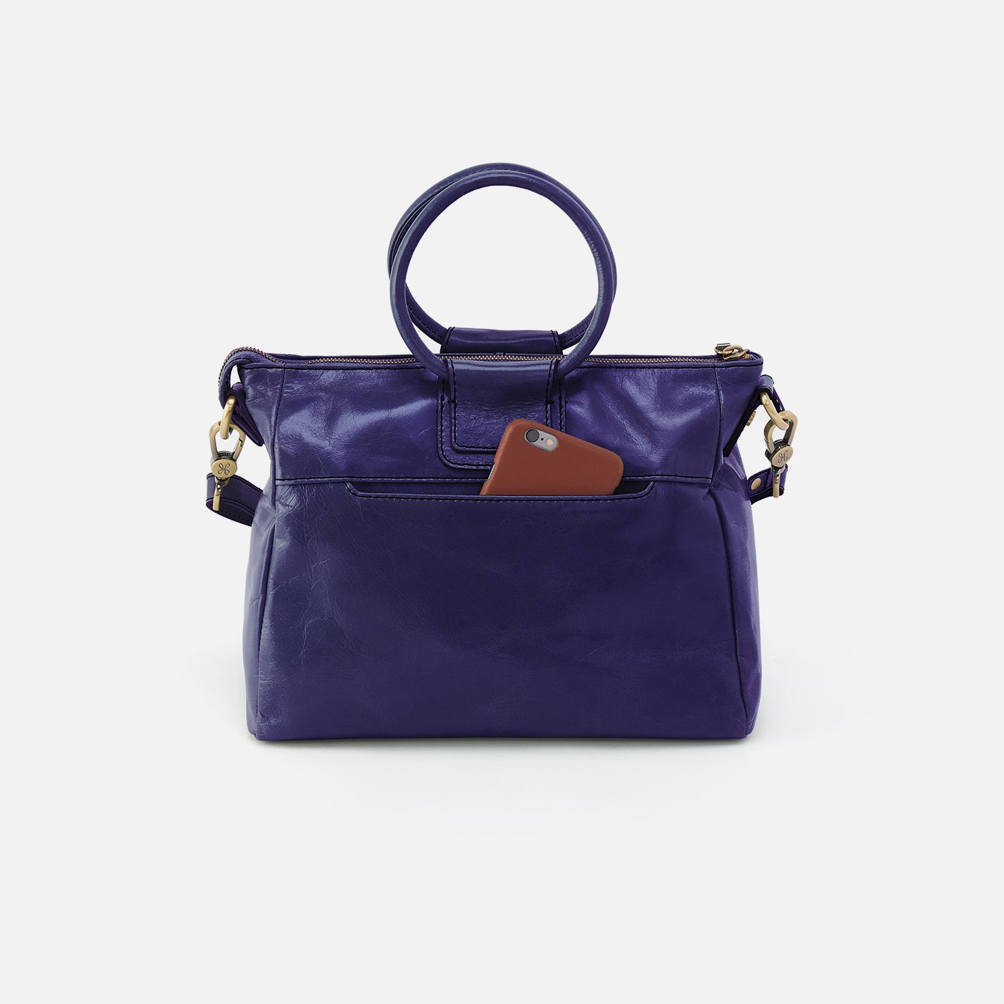 Sheila Medium Satchel in Polished Leather - Winter Violet - Image 5