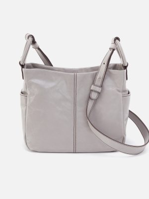 Sheila Crossbody In Polished Leather - Light Grey
