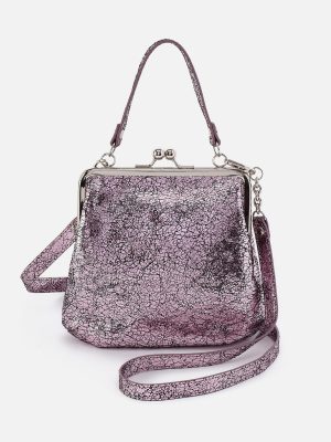 Alba Crossbody In Metallic Leather - Blush Crackle