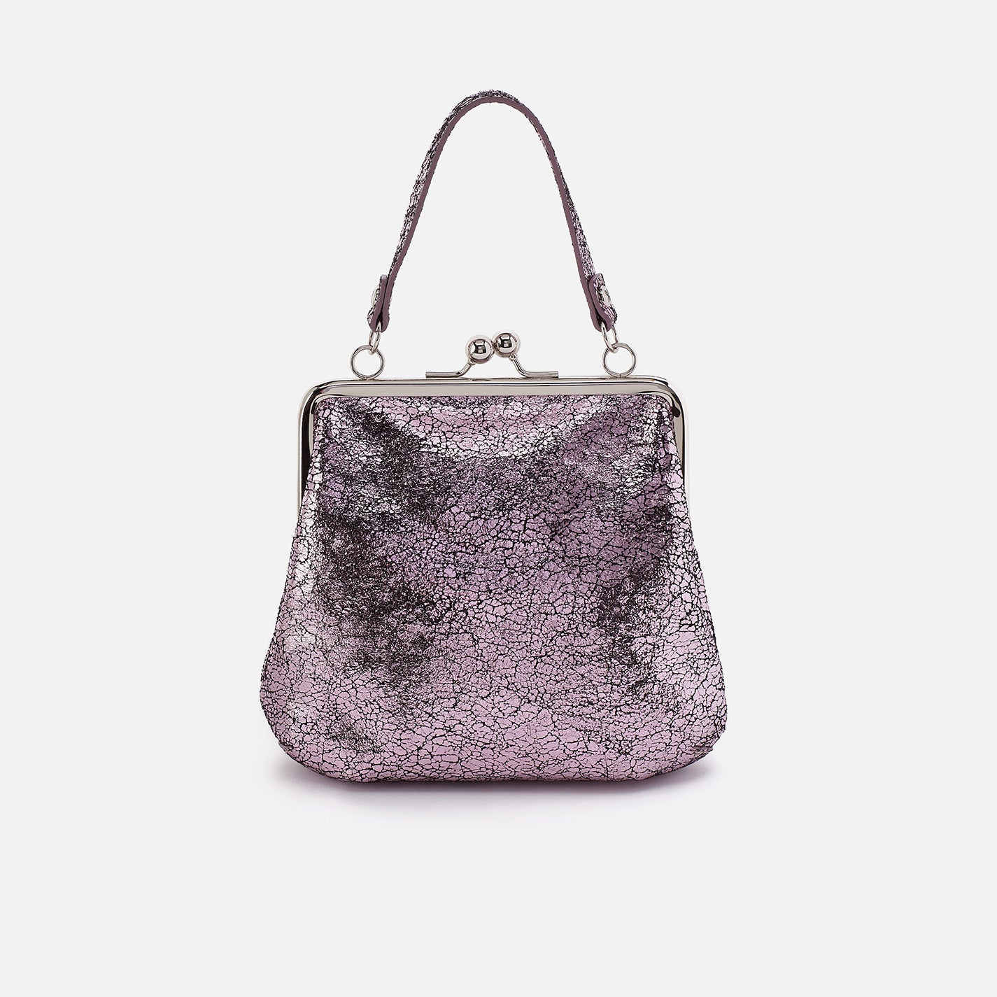 Alba Crossbody In Metallic Leather - Blush Crackle - Image 6