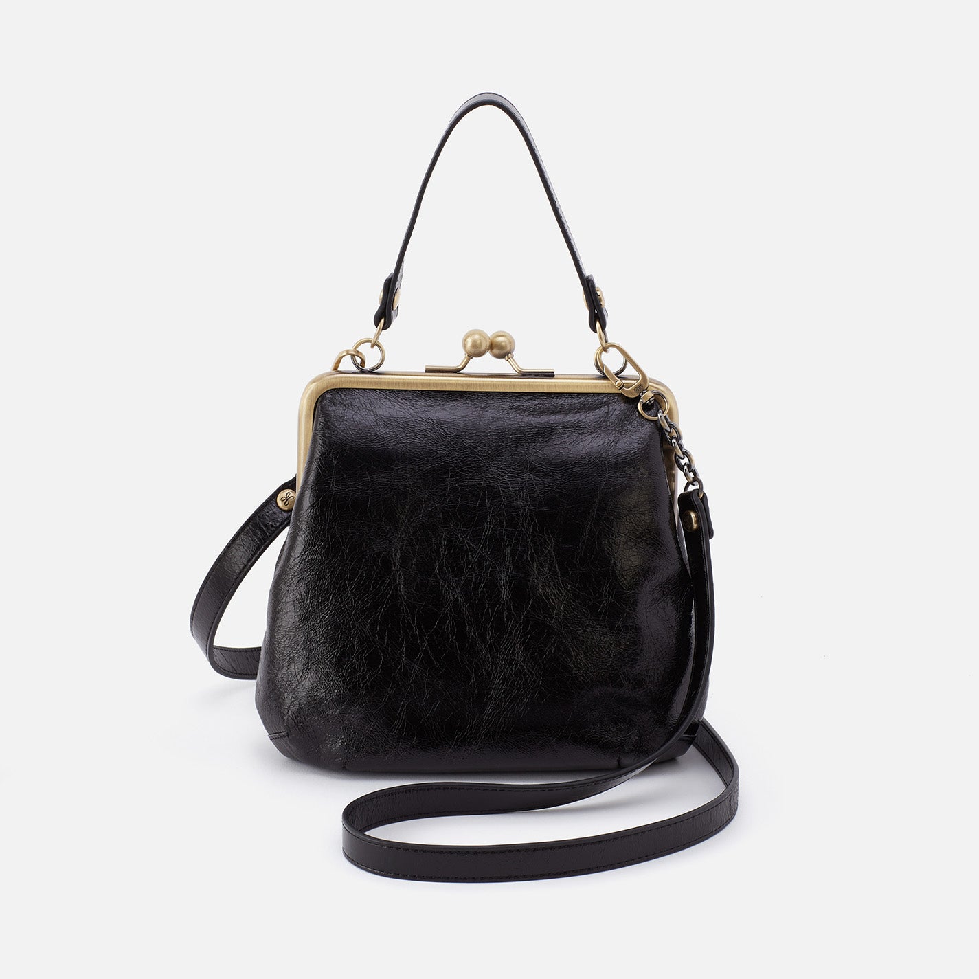 Alba Crossbody in Polished Leather - Black