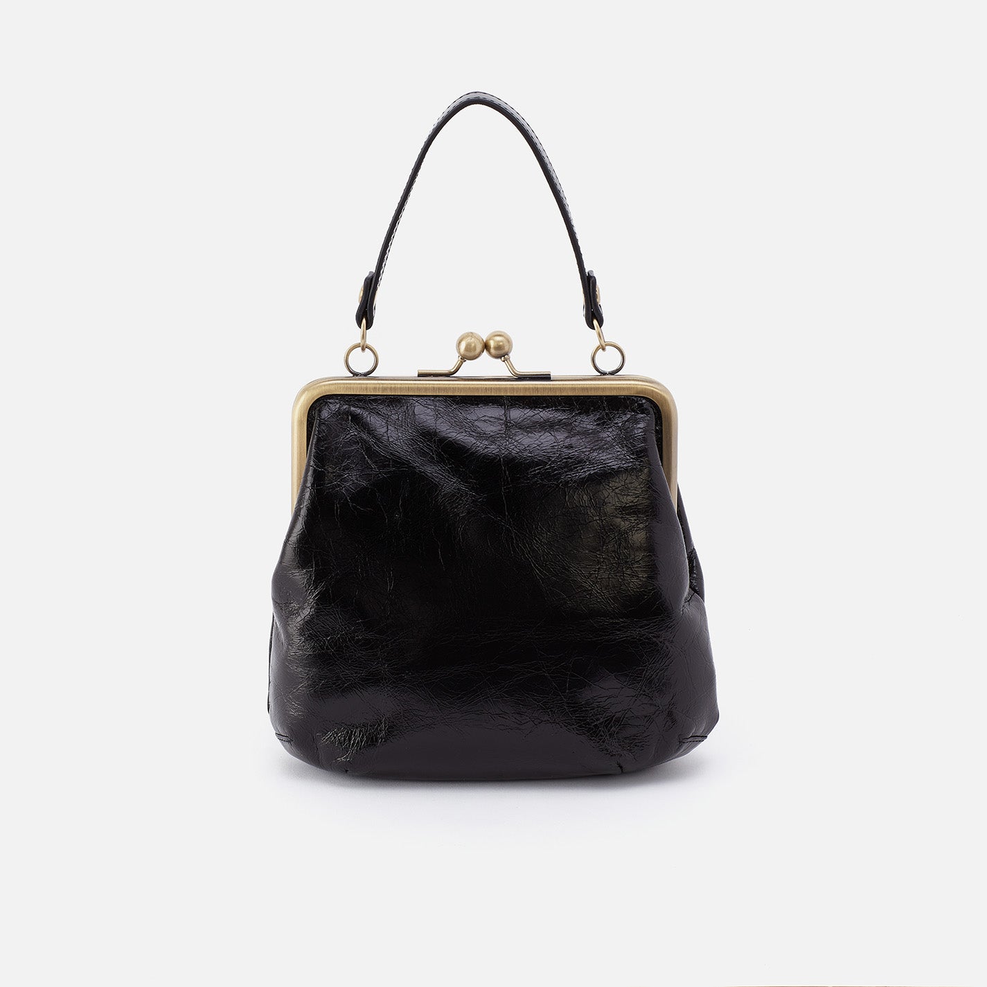 Alba Crossbody in Polished Leather - Black - Image 6