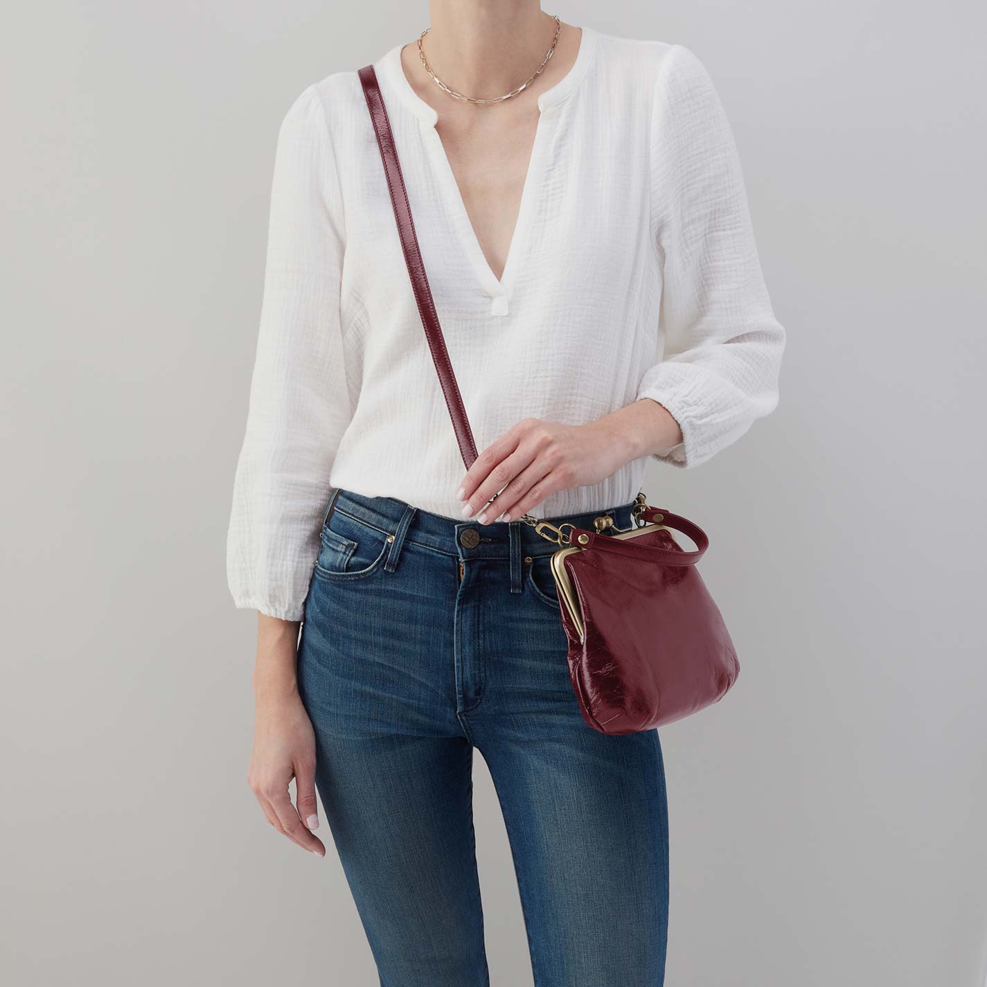 Alba Crossbody in Polished Leather - Saddleberry - Image 2