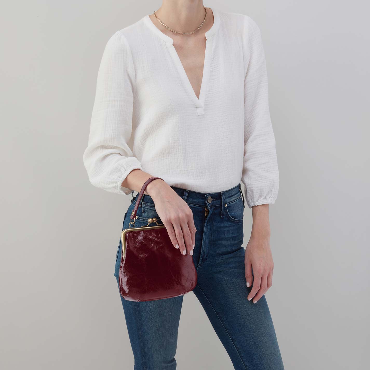 Alba Crossbody in Polished Leather - Saddleberry - Image 4
