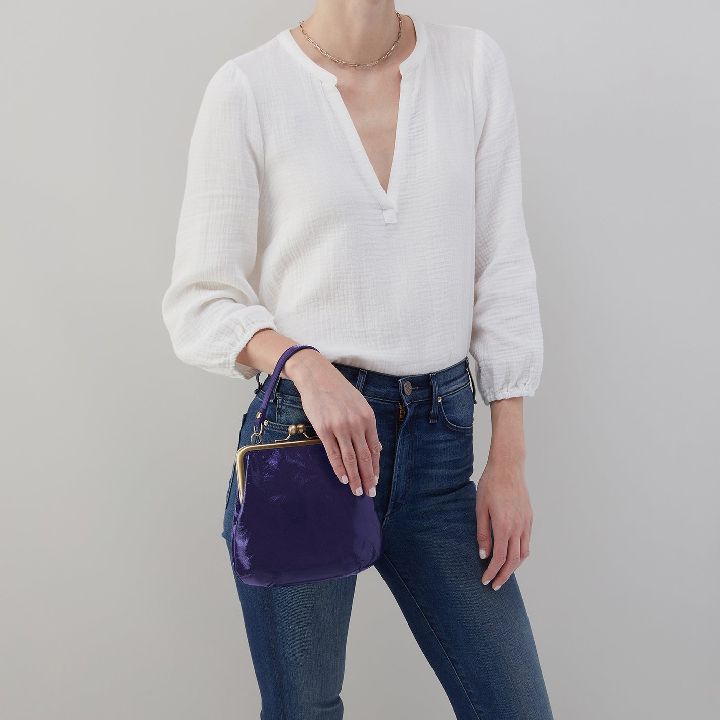 Alba Crossbody in Polished Leather - Winter Violet - Image 5