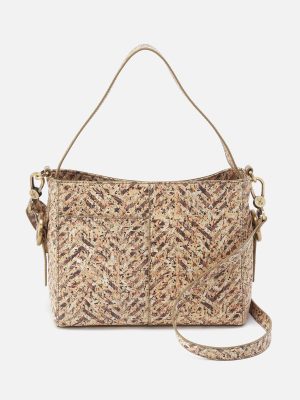 Render Small Crossbody In Printed Leather - Neutral Mosaic Print