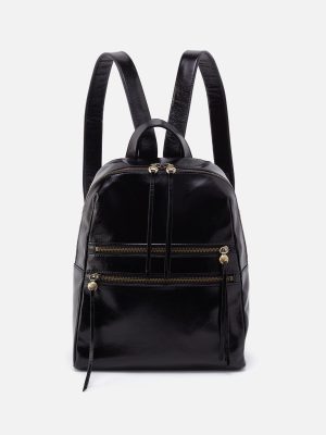 Billie Backpack In Polished Leather - Black
