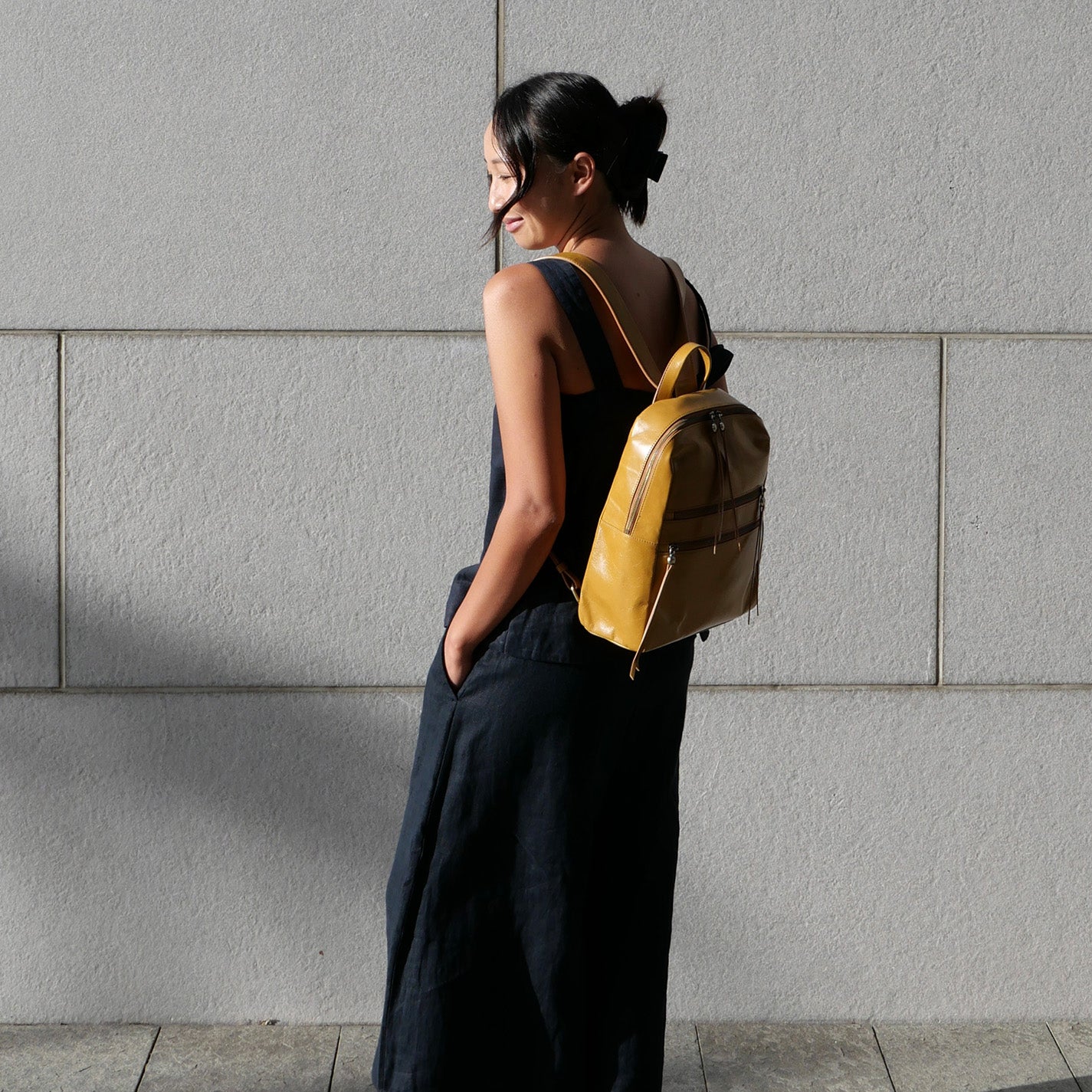 Billie Backpack In Polished Leather - Natural - Image 2