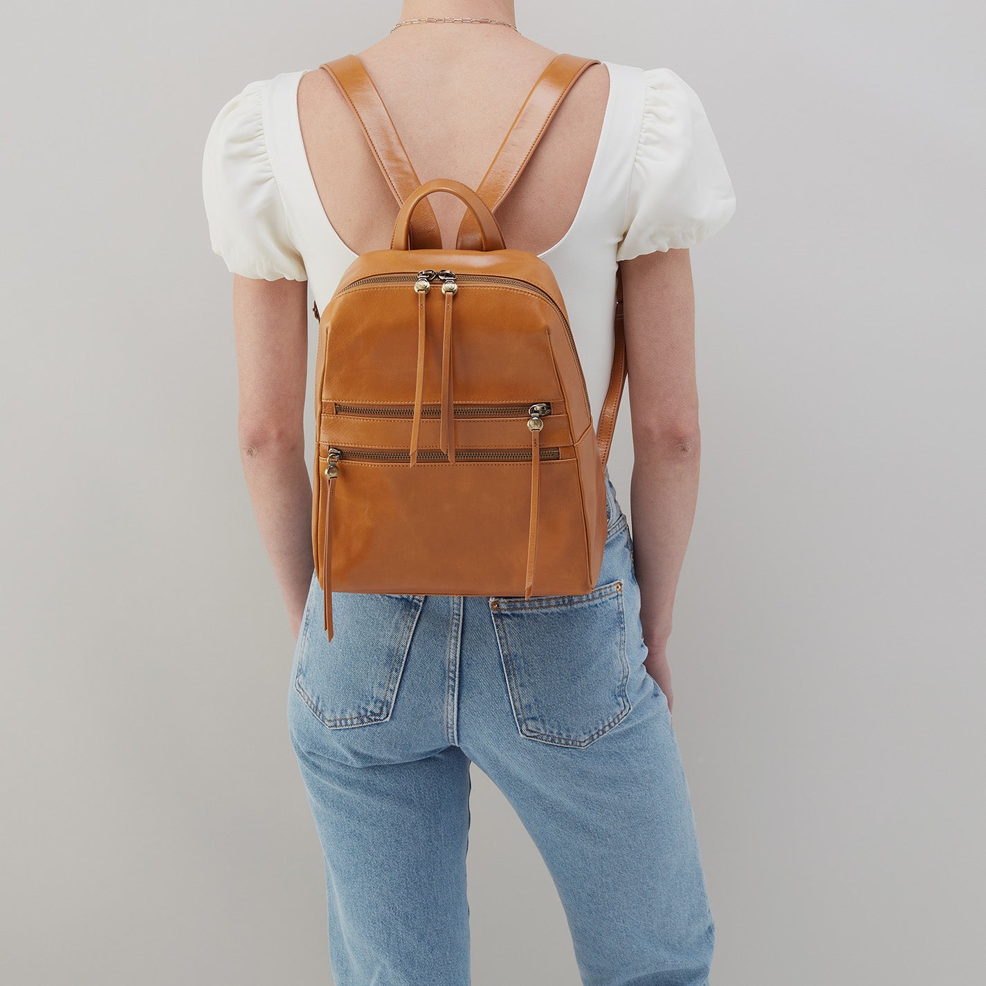 Billie Backpack In Polished Leather - Natural - Image 3